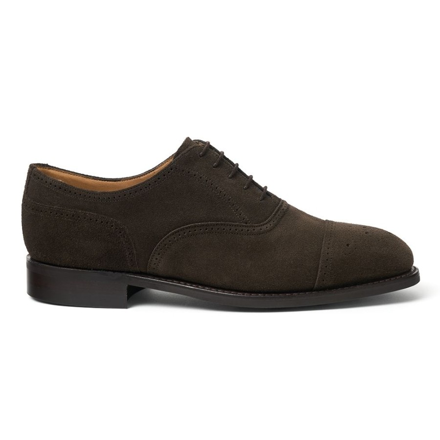 Men Cheaney Semi Brogues | Kelmarsh R Oxford Semi Brogue In Dark Brown Suede