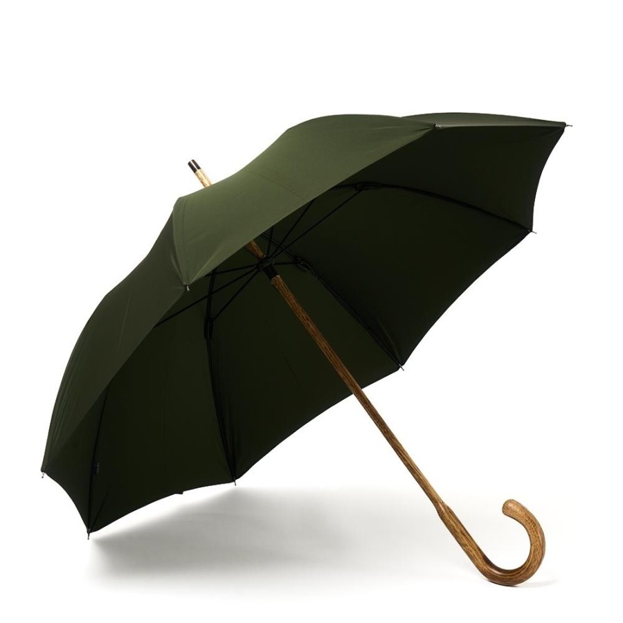 Accessories Cheaney | Soild Hickory Stick Umbrella In Dark Green