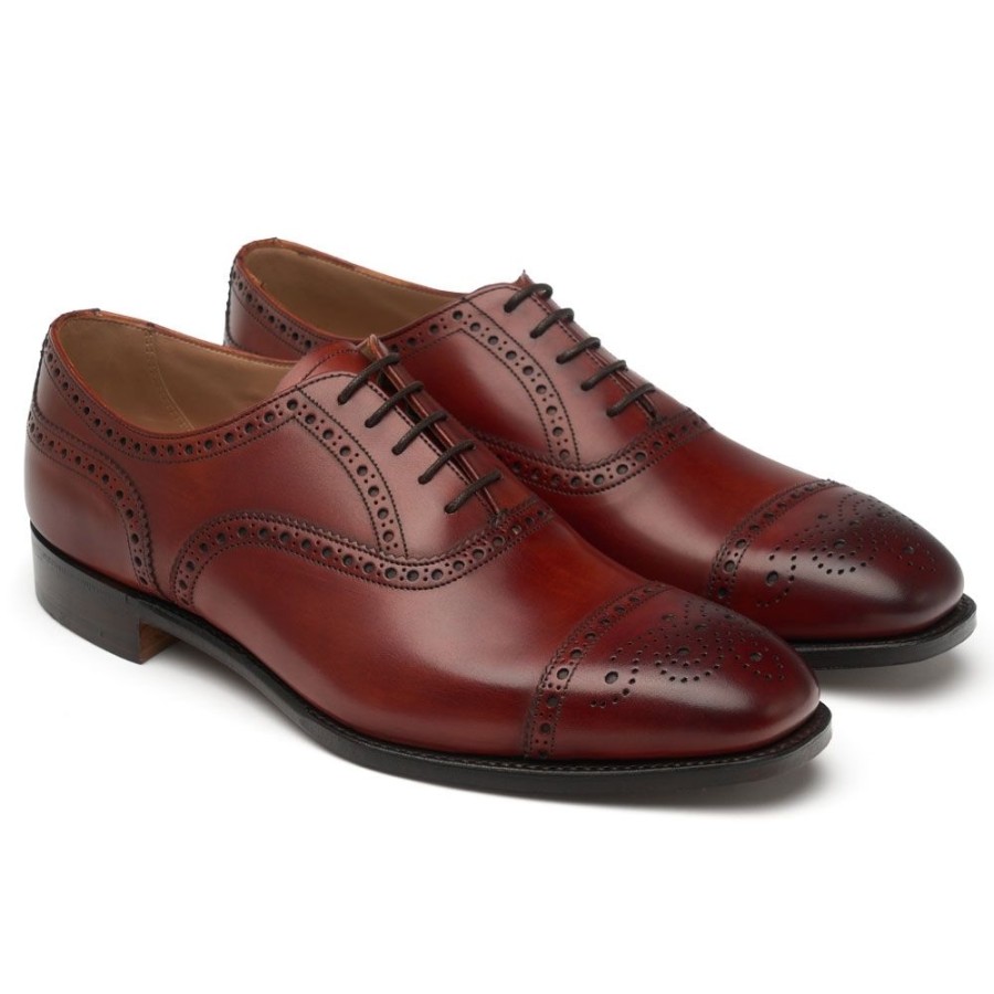 Men Cheaney Semi Brogues | Islington Oxford Semi Brogue In Dark Leaf Calf Leather