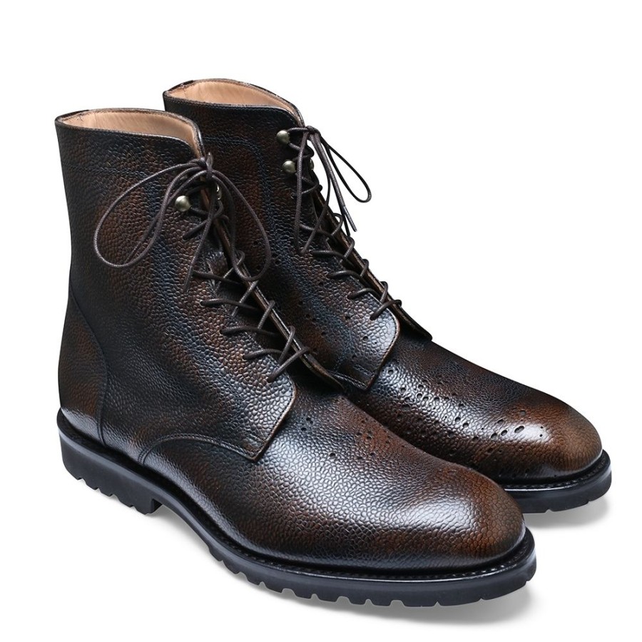 Men Cheaney Brogue Boots | Purdey Gv Buckshot Derby Brogue Boot In Bronze Grain