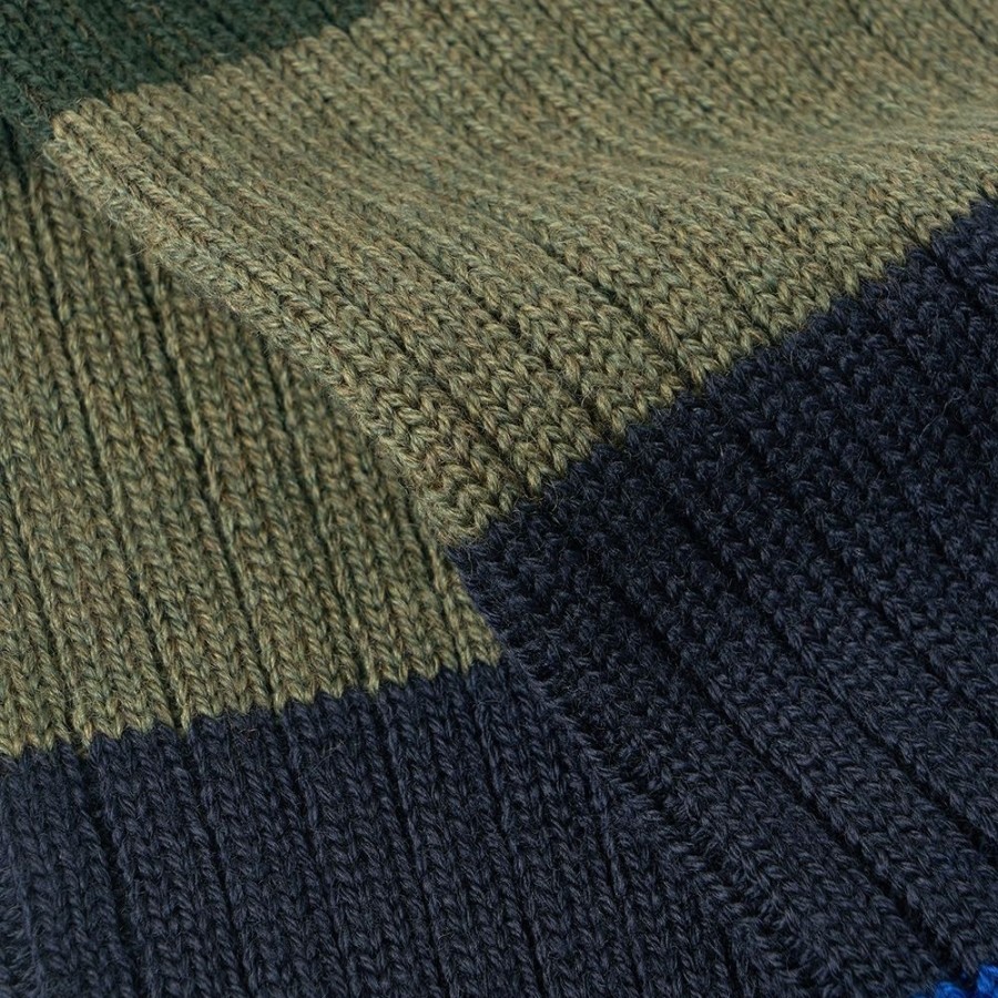 Accessories Corgi | Striped Green/Blue Merino Wool Unisex Socks