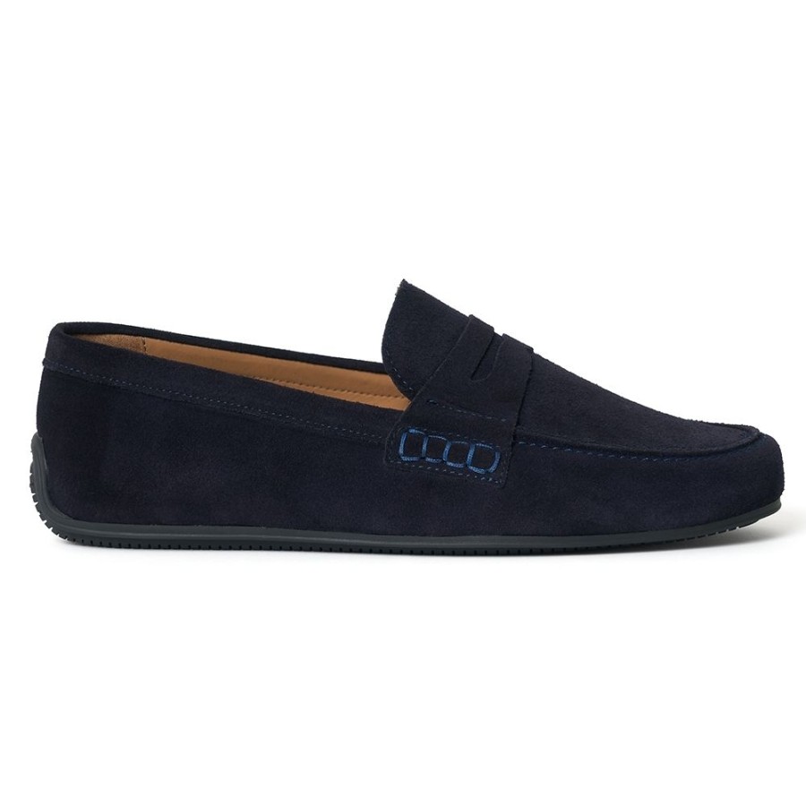 Men Cheaney Driving Shoes | Hunt Driving Moccasin Shoe In Navy Suede