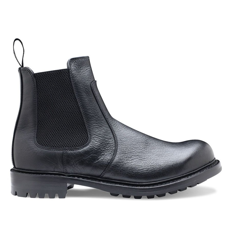 Men Cheaney Chelsea Boots | Mohawk C Shearling Lined Chelsea Boot In Jet Black Kudu Leather