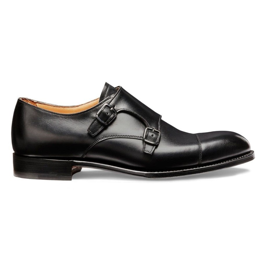 Men Cheaney Monk Shoes | Edmund Double Buckle Monk Shoe In Black Calf Leather