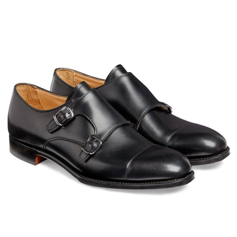 Men Cheaney Monk Shoes | Edmund Double Buckle Monk Shoe In Black Calf Leather