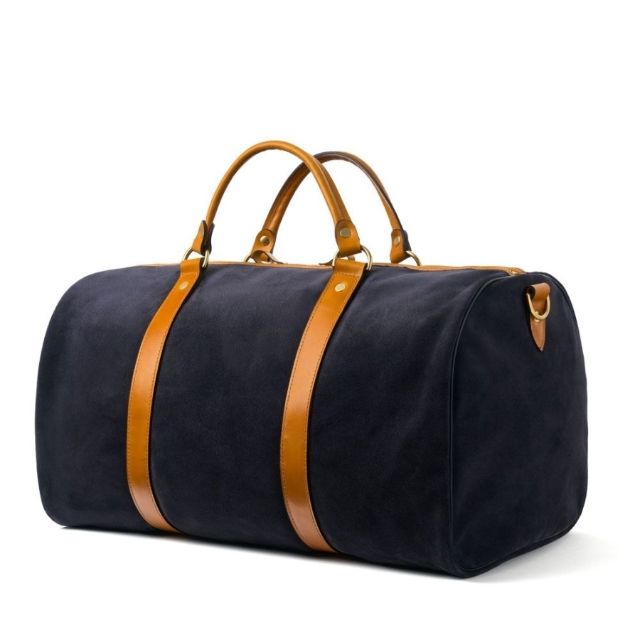 Accessories Croots X Cheaney | Duffle Holdall In Oceano Suede/Chestnut Calf Leather