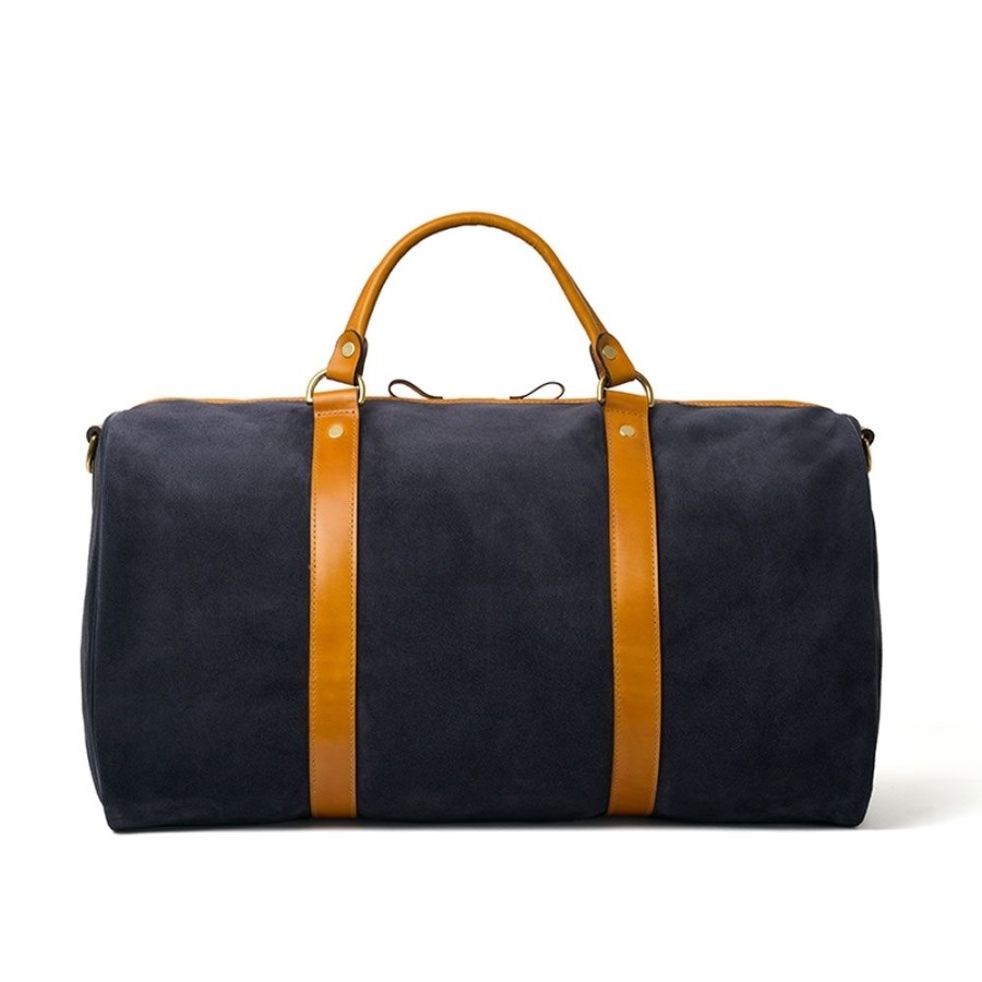 Accessories Croots X Cheaney | Duffle Holdall In Oceano Suede/Chestnut Calf Leather