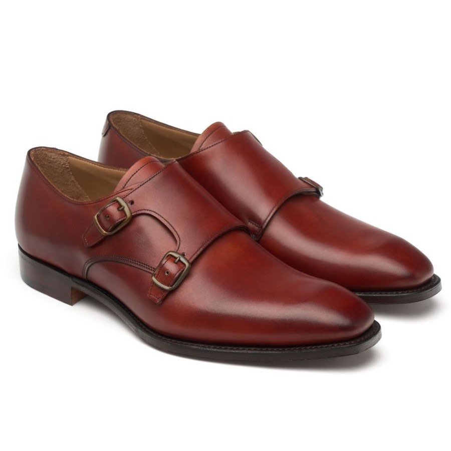 Men Cheaney Monk Shoes | Tiverton Double Buckle Monk Shoe In Dark Leaf Calf Leather