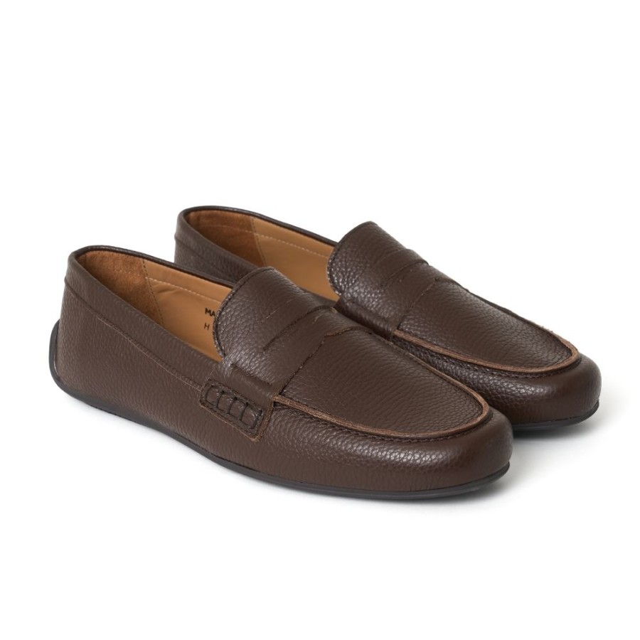 Men Cheaney Driving Shoes | Hunt Driving Moccasin Shoe In Dark Brown Grain Leather