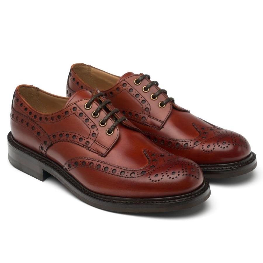 Men Cheaney Brogues | Avon R Derby Brogue In Dark Leaf Calf Leather