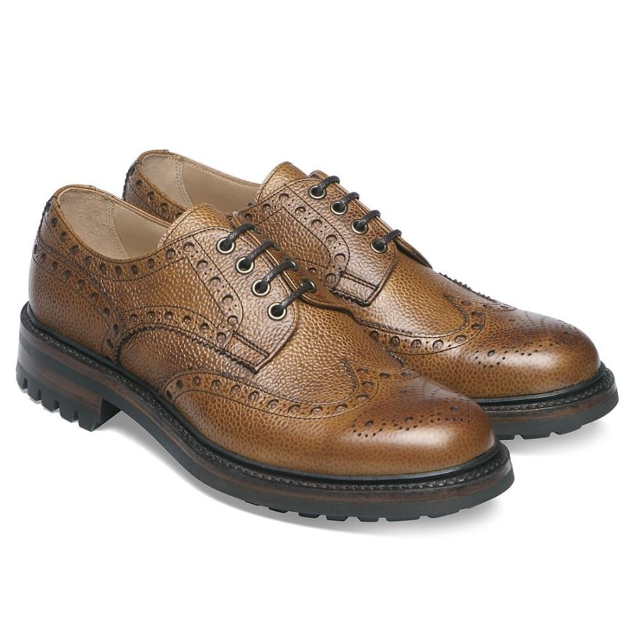 Men Cheaney Brogues | Avon C Derby Brogue In Almond Grain Leather