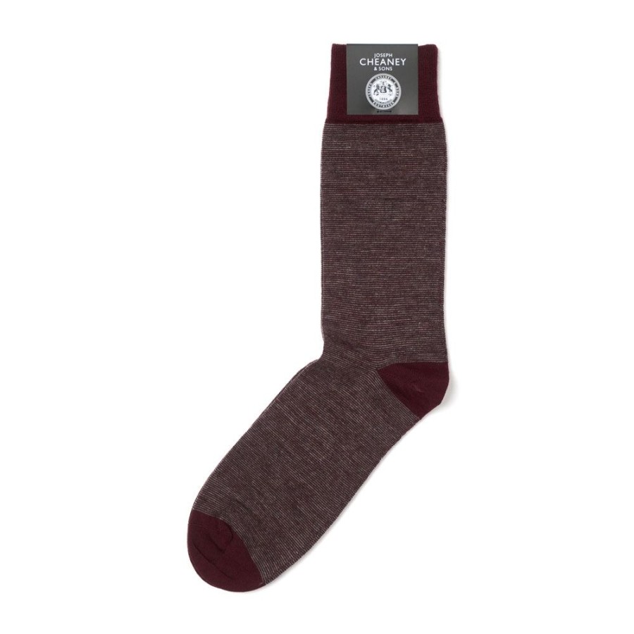 Accessories Corgi | Fine Stripe Port/Grey Wool Socks