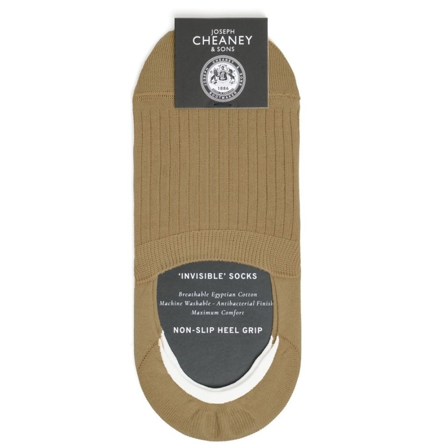 Accessories Corgi | Ribbed Egyptian Cotton Beige Invisible Socks