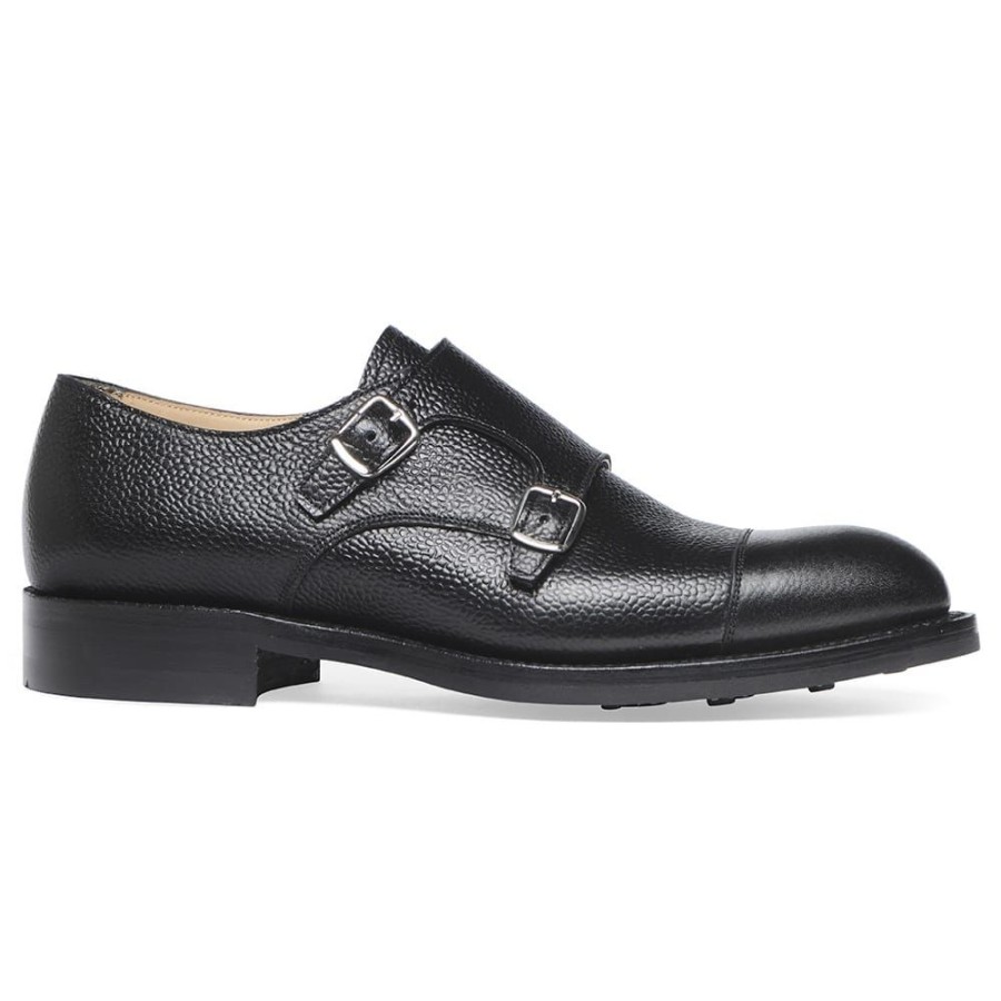 Men Cheaney Monk Shoes | Edmund Ii R Double Buckle Monk Shoe In Black Grain Leather