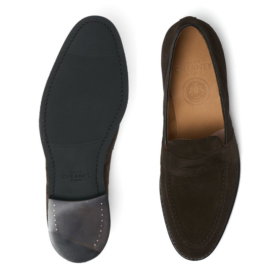 Men Cheaney Loafers | Gracechurch D Penny Loafer In Dark Brown Suede