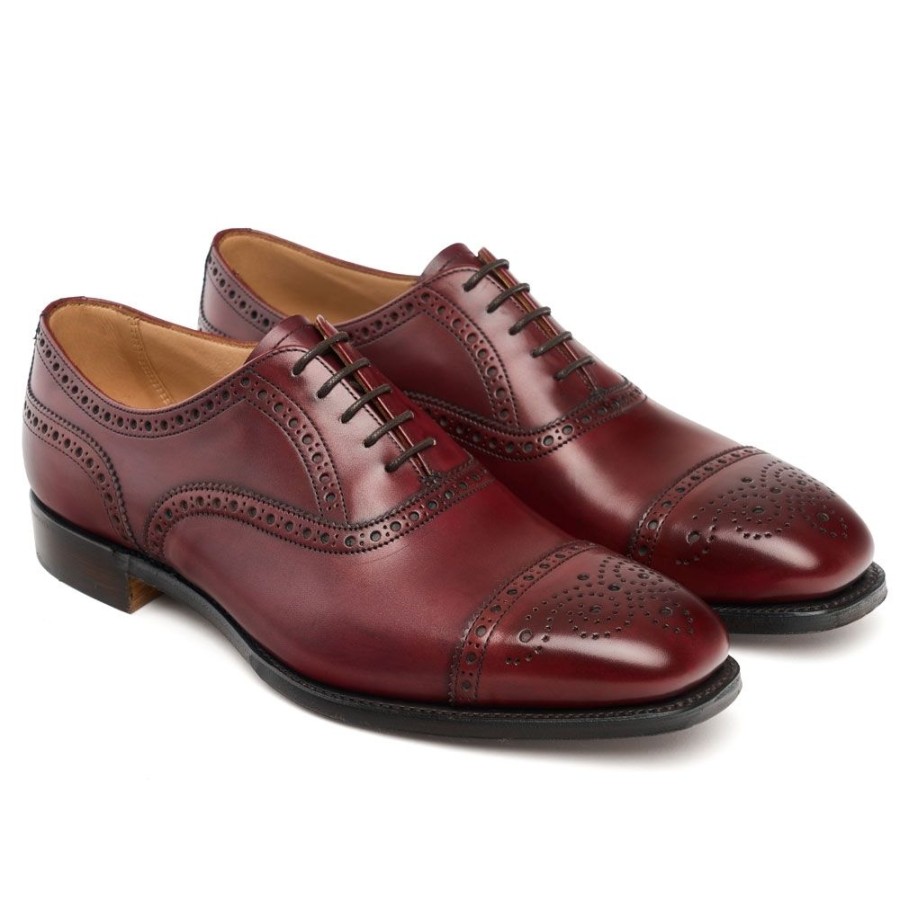 Men Cheaney Semi Brogues | Islington Oxford Semi Brogue In Burgundy Calf Leather