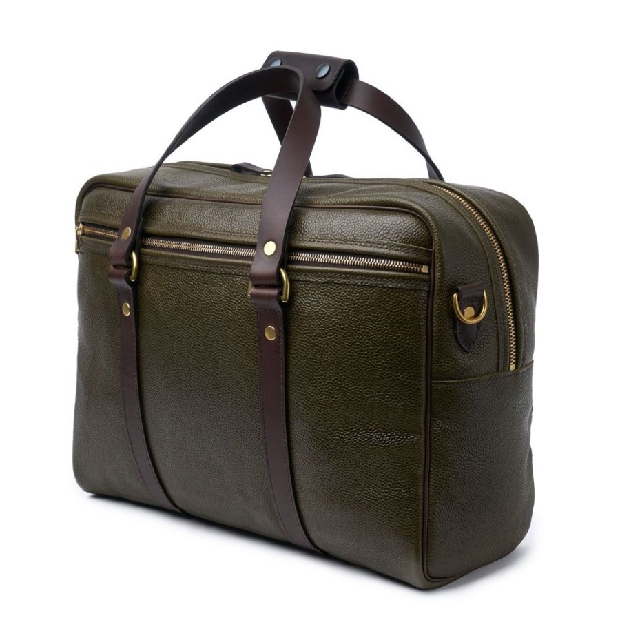 Accessories Croots X Cheaney | Traveller Bag In Olive Grain Leather