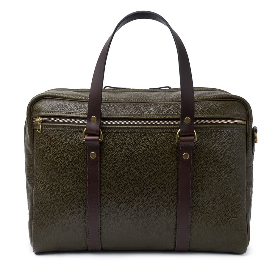 Accessories Croots X Cheaney | Traveller Bag In Olive Grain Leather