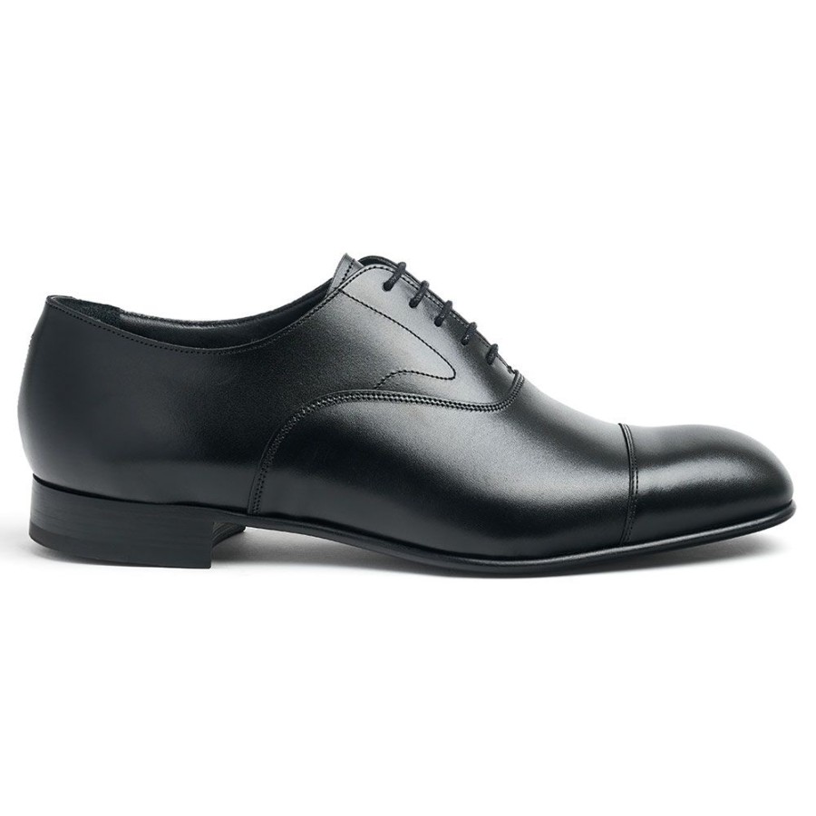 Men Cheaney Oxfords | Stratton Capped Oxford In Black Calf Leather