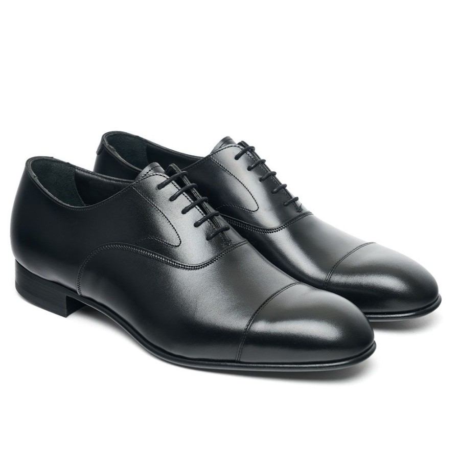 Men Cheaney Oxfords | Stratton Capped Oxford In Black Calf Leather