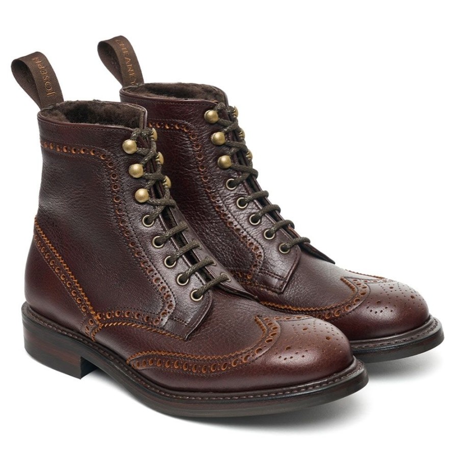 Women Cheaney Derby Boots | Gailes R Shearling Lined Derby Brogue Boot In Whiskey Kudu Leather