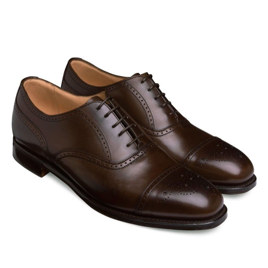 Men Cheaney Semi Brogues | Kelmarsh Oxford Semi Brogue In Dark Brown Calf Leather | Leather Sole