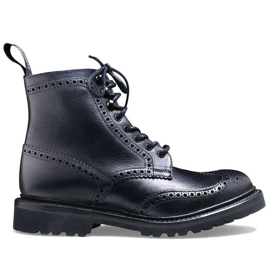 Women Cheaney Derby Boots | Olivia Gv Derby Brogue Boot In Black Eco Oiled Leather