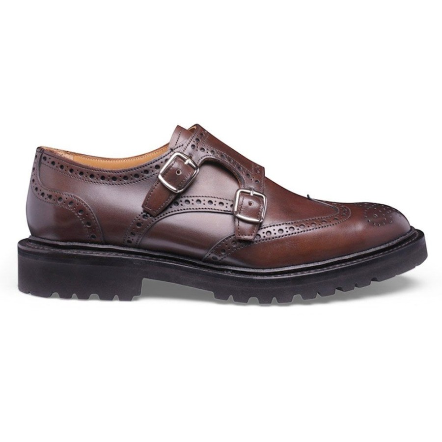 Women Cheaney Monk Shoes | Elodie Double Buckle Monk Shoe In Mocha Calf Leather