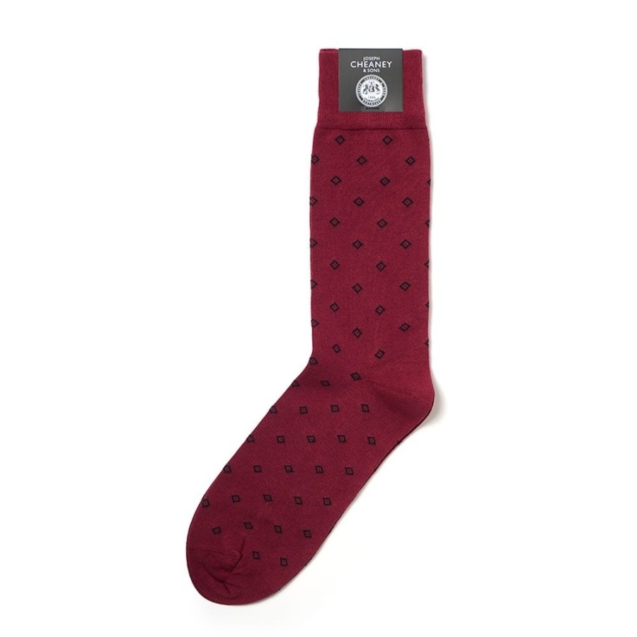 Accessories Corgi | Geo Print Burgundy Mens Cotton Socks