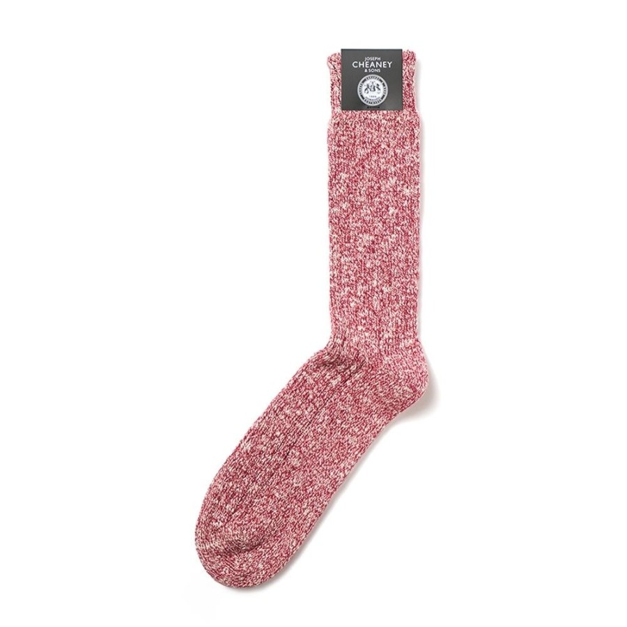 Accessories Corgi | Marl Ribbed Red Pure Cotton Socks