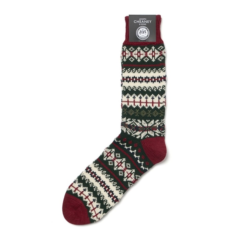 Accessories Corgi | Festive Port/Green Merino Wool Unisex Socks