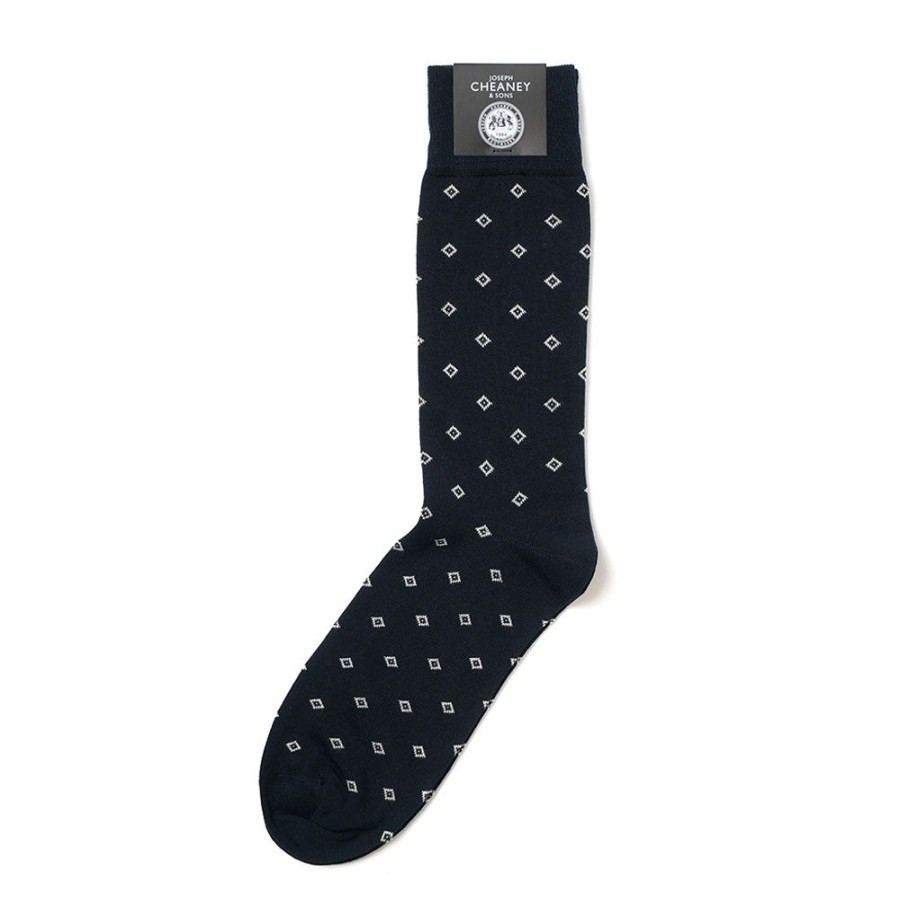 Accessories Corgi | Geo Print Navy Mens Cotton Socks