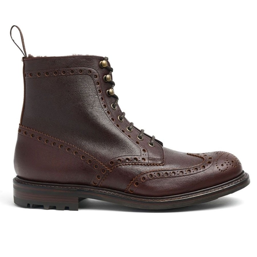 Men Cheaney Brogue Boots | Irvine B Shearling Lined Wingcap Derby Boot In Whiskey Kudu