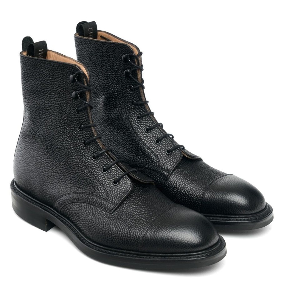 Men Cheaney Derby Boots | Elliott Ii R Capped Derby Boot In Black Grain Leather