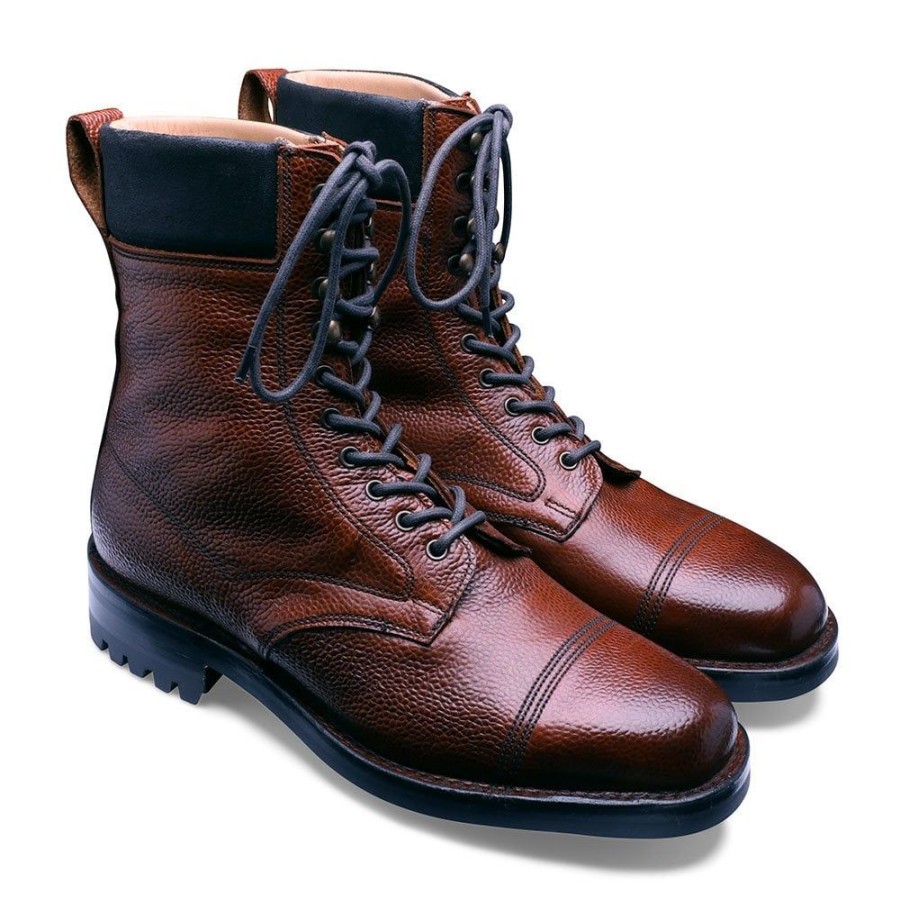 Men Cheaney Hiker Boots | Bowland C Veldtschoen Derby Boot In Mahogany Grain Leather