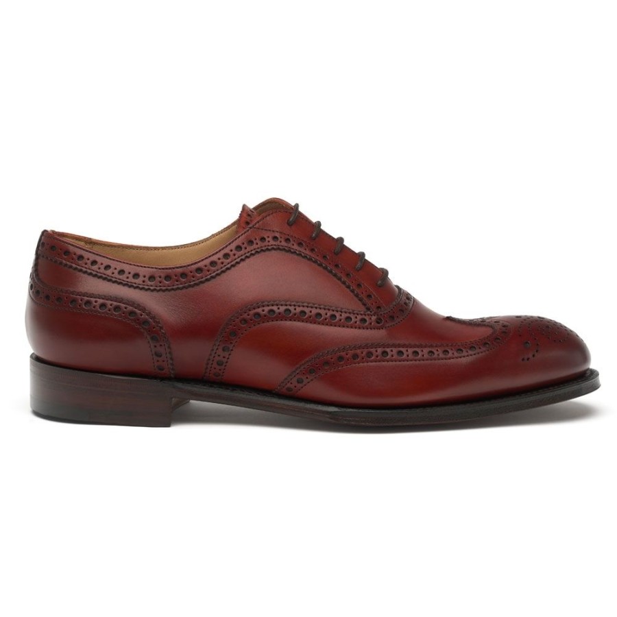 Men Cheaney Brogues | Arthur Iii D Oxford Brogue In Dark Leaf Calf Leather | Diamond Rubber Sole