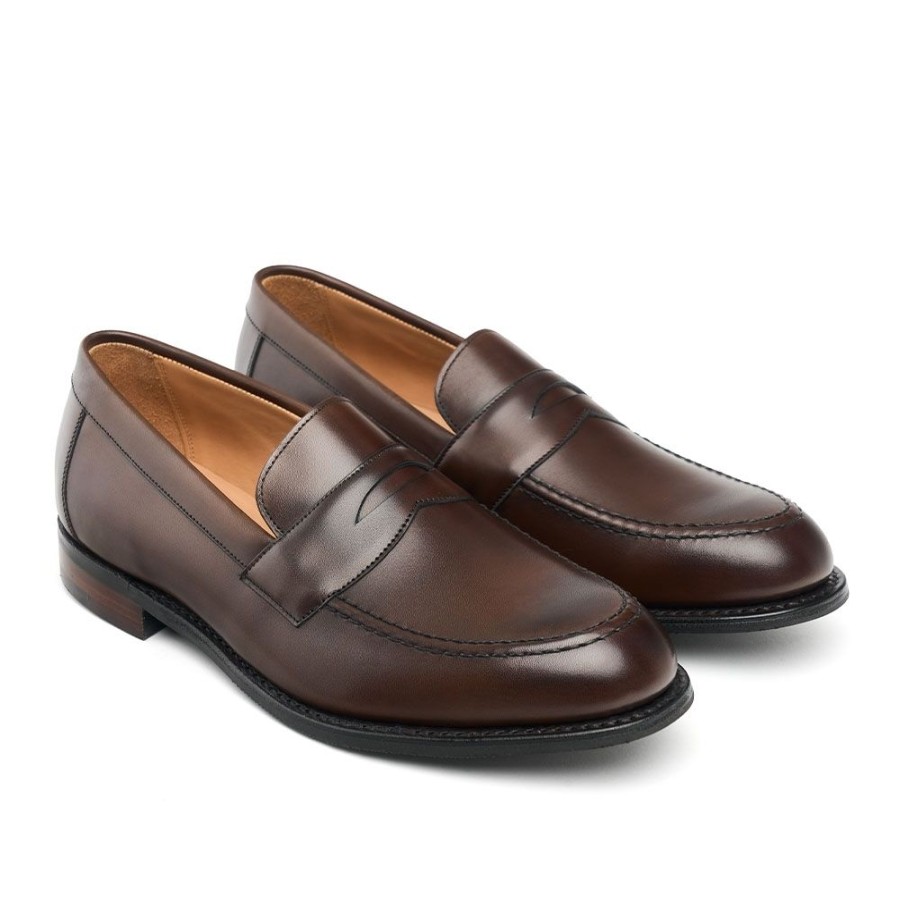 Men Cheaney Loafers | Hadley D Penny Loafer In Mocha Calf Leather