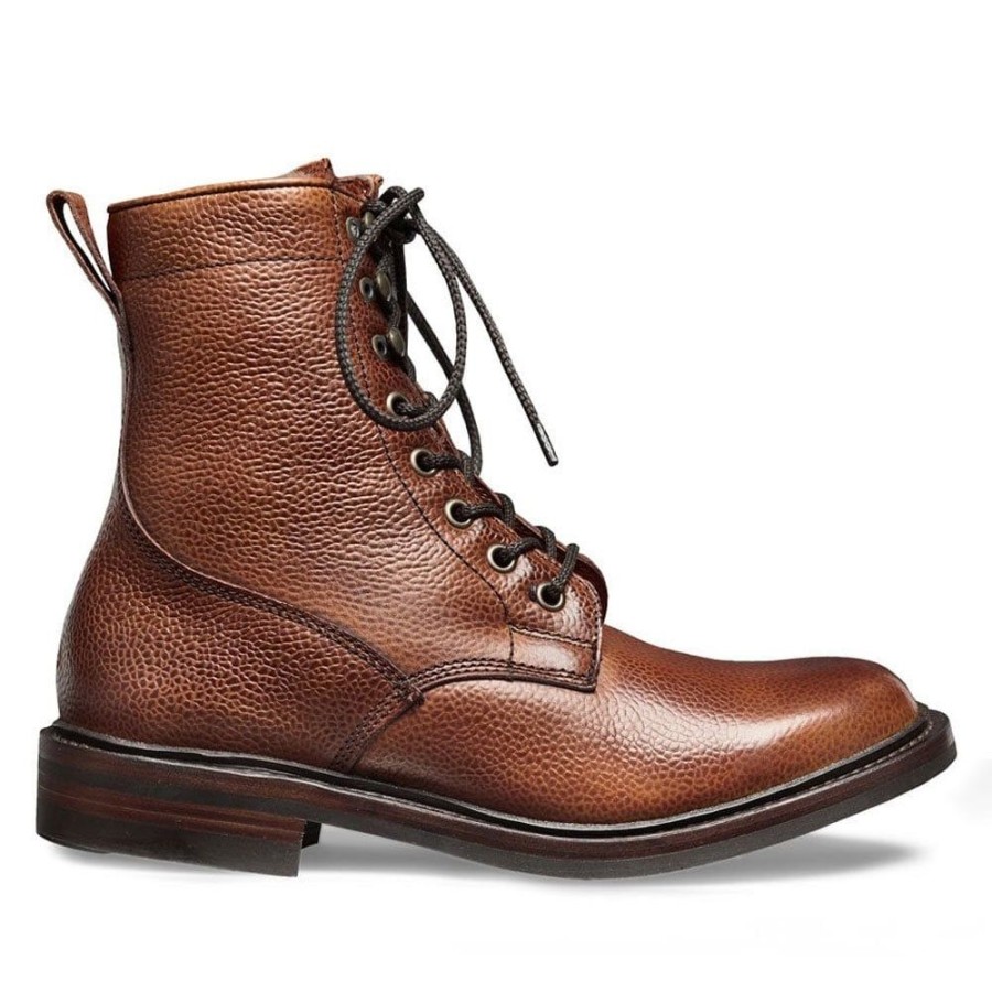 Women Cheaney Derby Boots | Florence R Shearling Lined Derby Boot In Mahogany Grain Leather