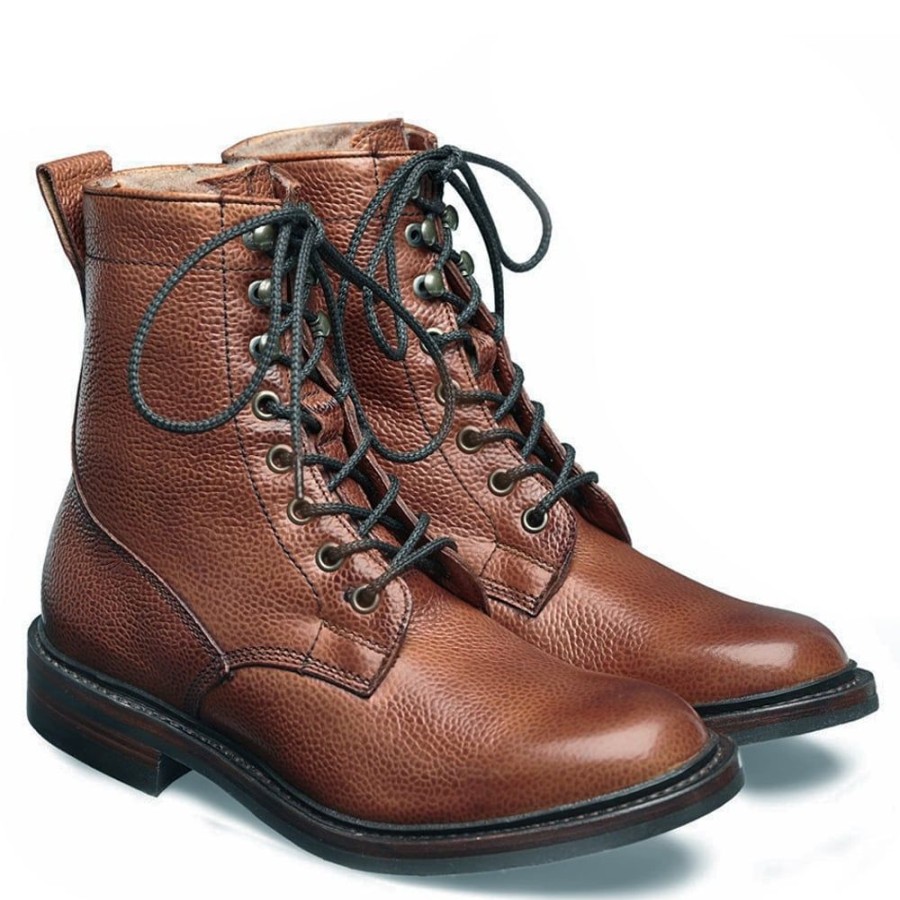 Women Cheaney Derby Boots | Florence R Shearling Lined Derby Boot In Mahogany Grain Leather