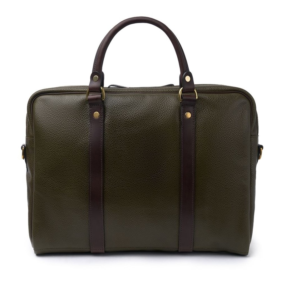 Accessories Croots X Cheaney | Laptop Bag In Olive Grain Leather