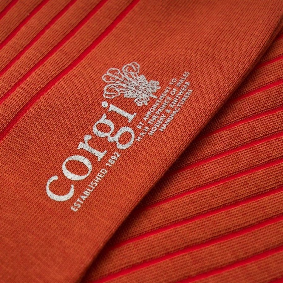 Accessories Corgi | Brecon Orange Mens Cotton Socks