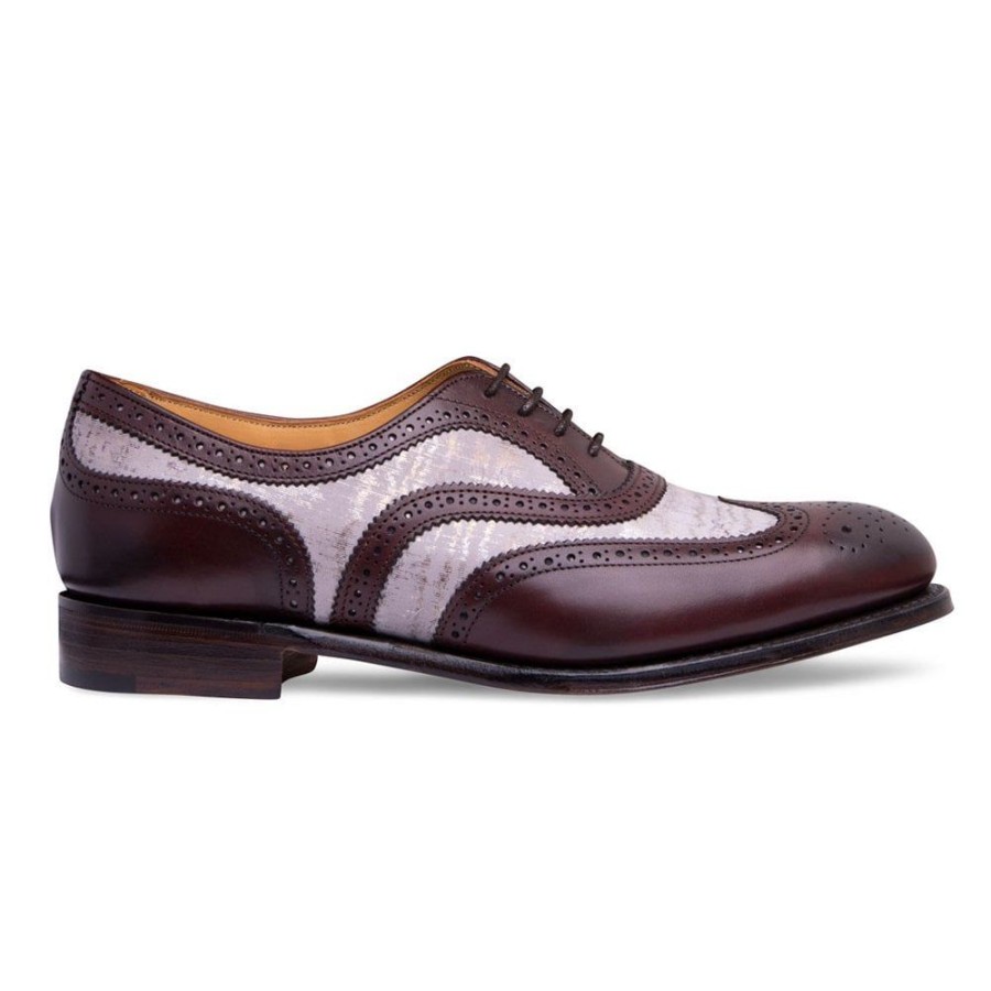 Women Cheaney Brogues | Milly Oxford Brogue In Burgundy Calf Leather/Grey Suede