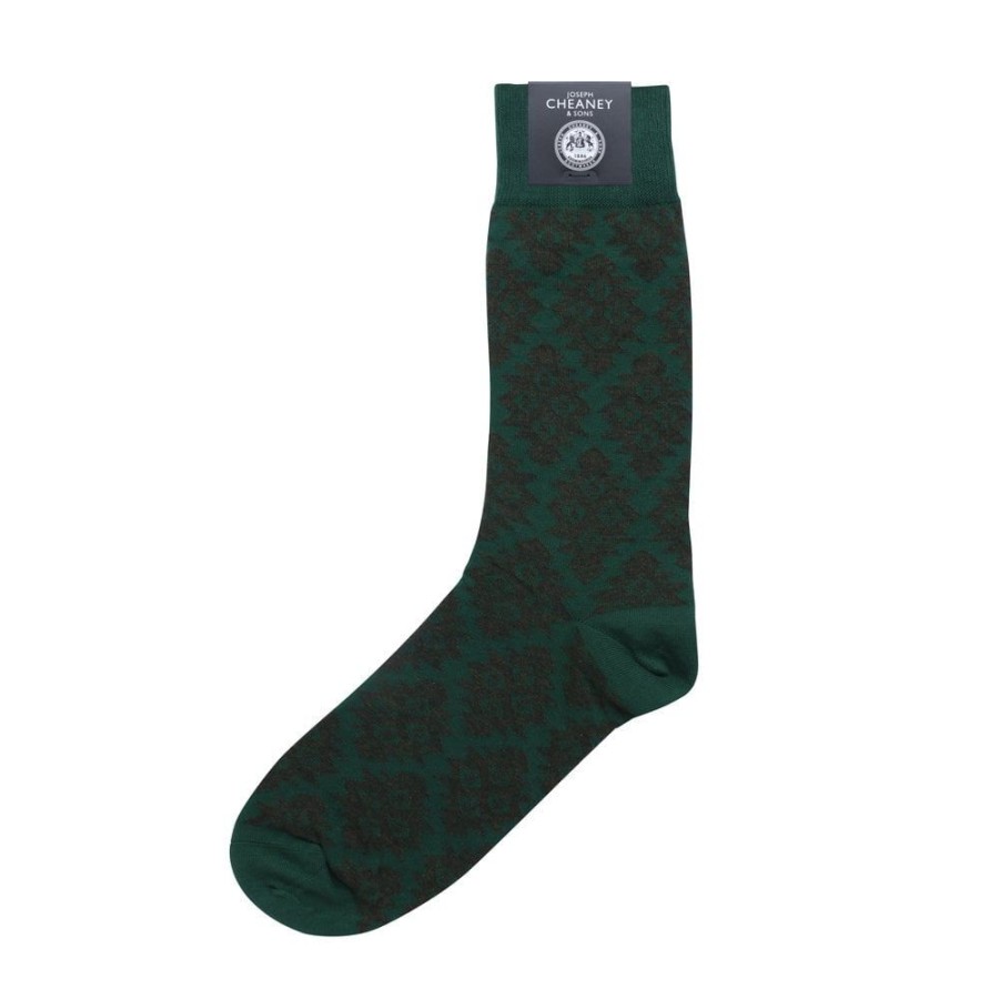 Accessories Corgi | Diamond Pattern Green Mens Cotton Socks