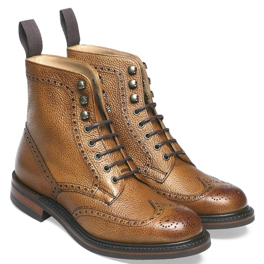 Women Cheaney Derby Boots | Olivia R Derby Brogue Boot In Almond Grain Leather