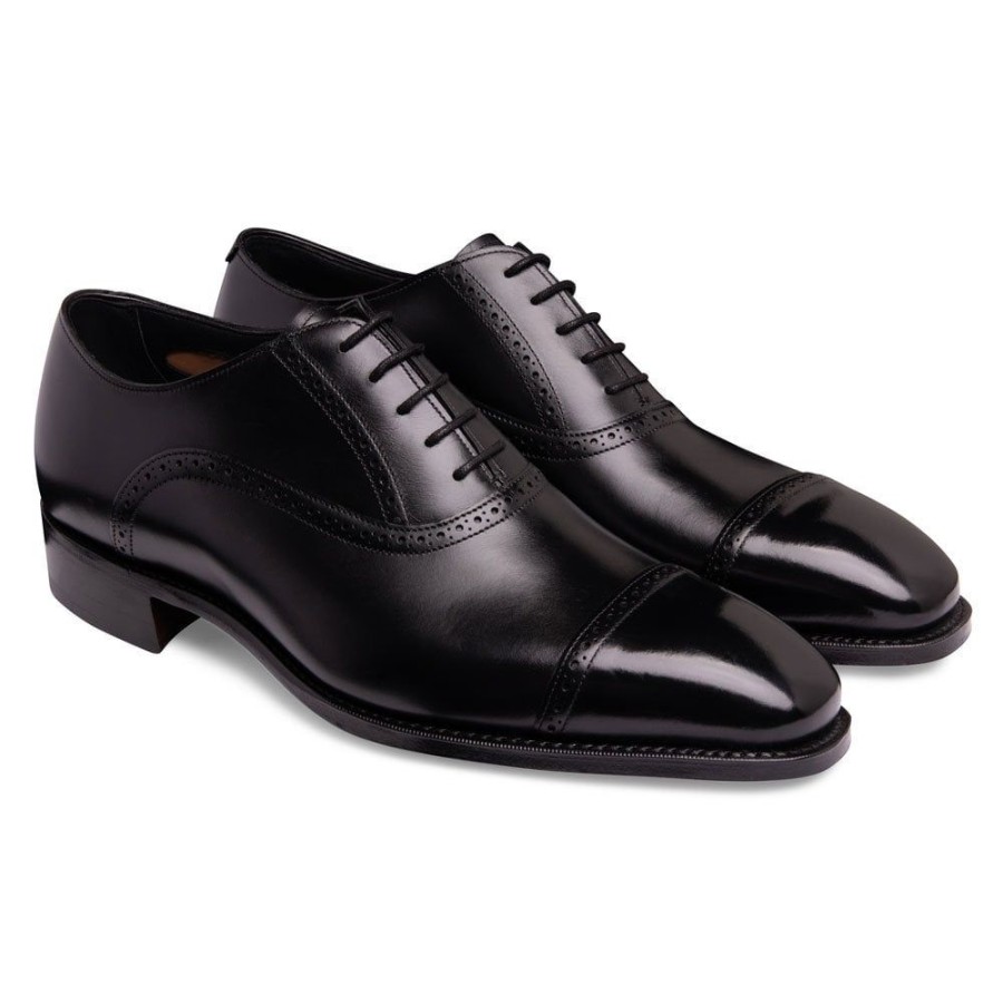 Men Cheaney Oxfords | Windsor Capped Oxford In Black Calf Leather