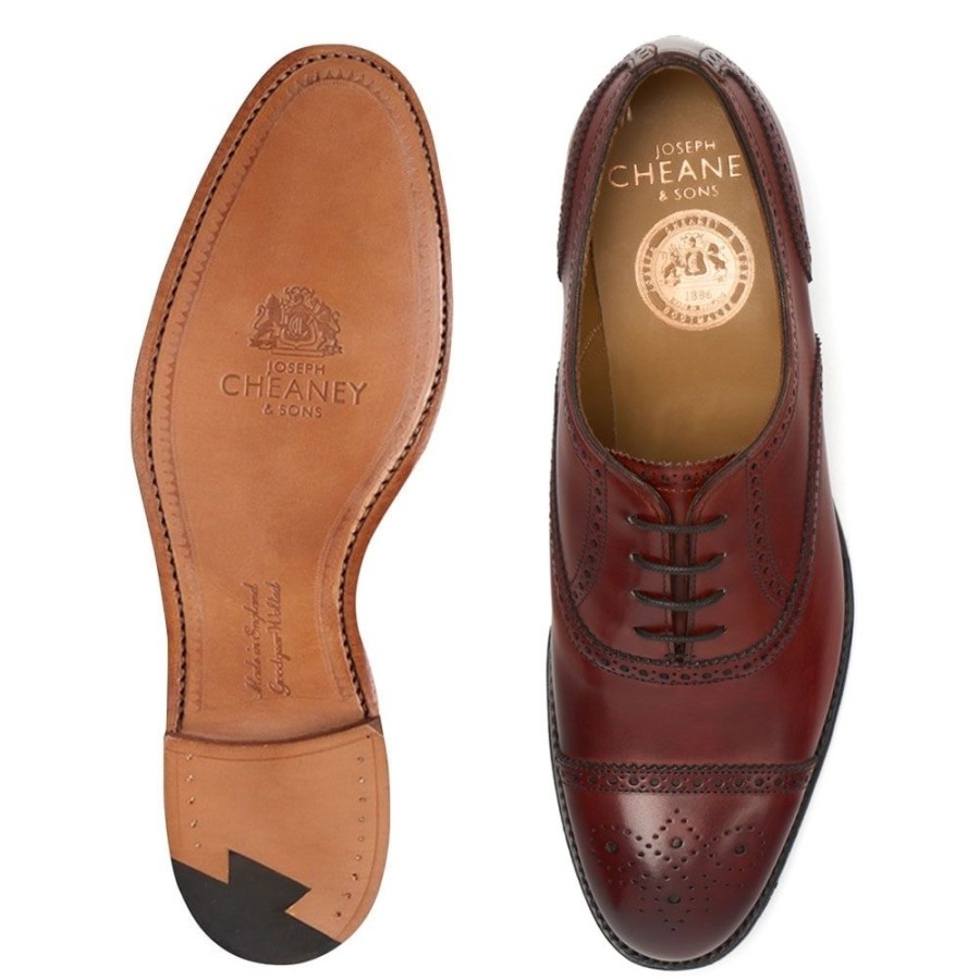 Women Cheaney Semi Brogues | Darcey Oxford Semi Brogue In Dark Leaf Calf Leather