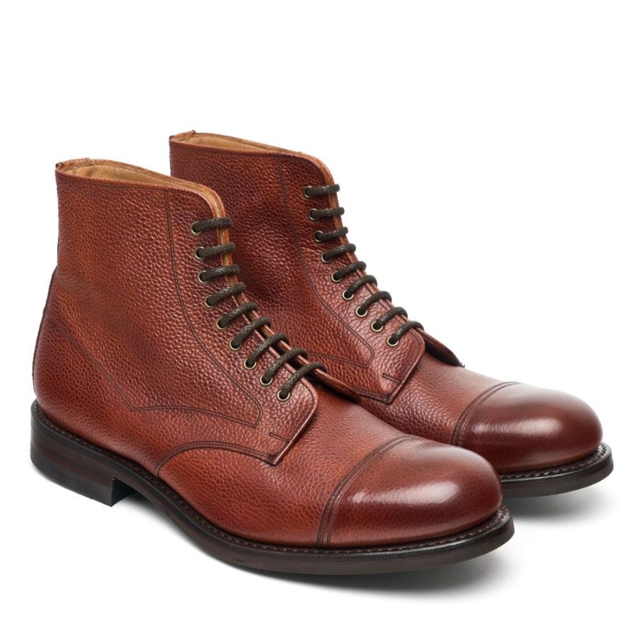 Men Cheaney Derby Boots | Jarrow R Derby Boot In Mahogany Grain Leather