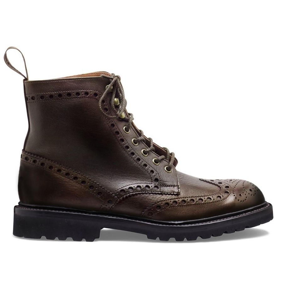 Men Cheaney Brogue Boots | Tweed Gv Derby Brogue Boot In Husk Eco Oiled Leather