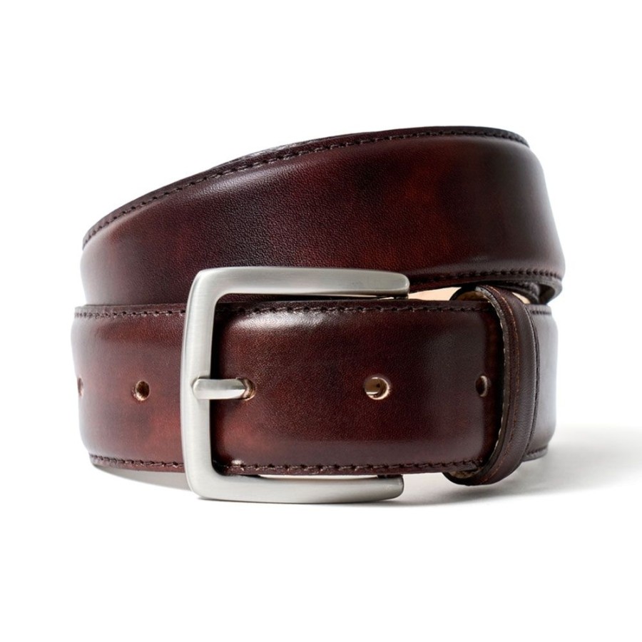 Accessories Cheaney | Brown Museum Calf Belt With Silver Buckle