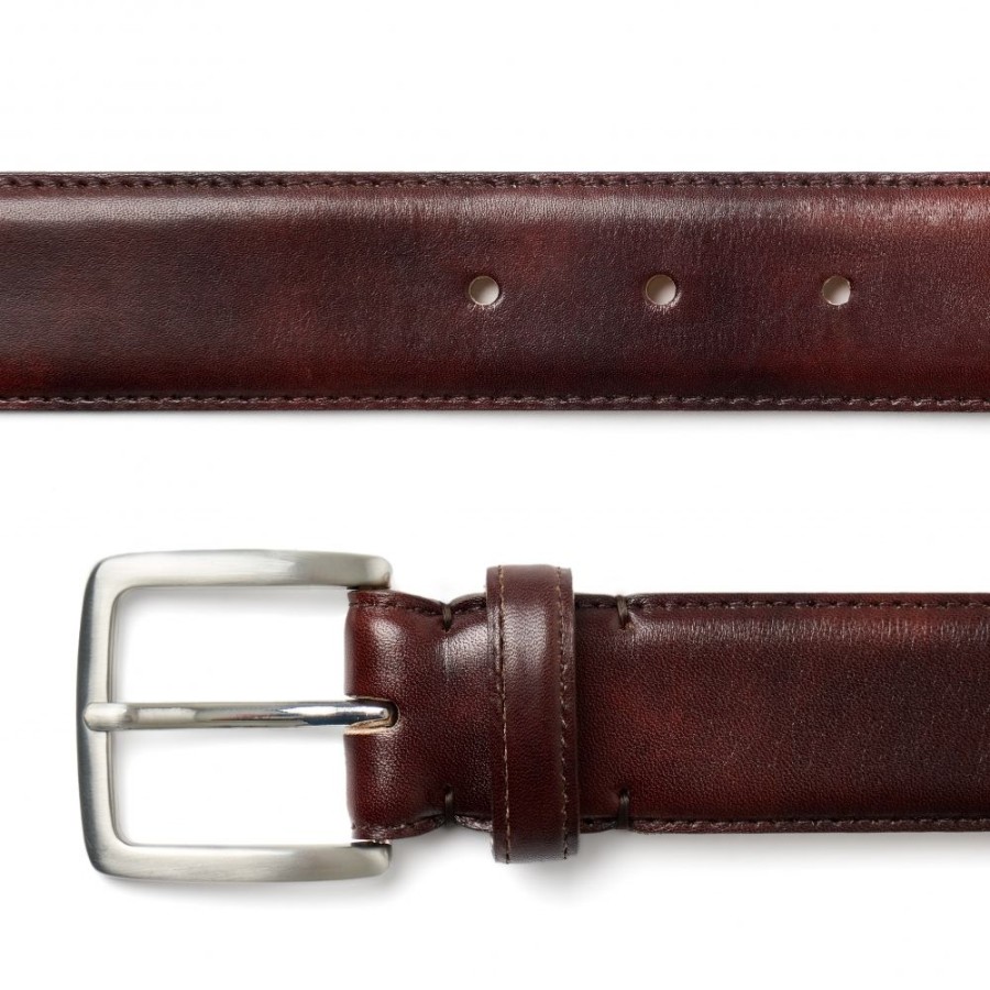 Accessories Cheaney | Brown Museum Calf Belt With Silver Buckle